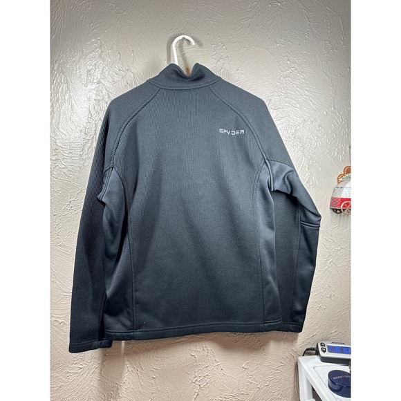Spyder Sweater Mens Large Black Half Zip Mock Neck Knit Pullover Casual Size M - Picture 5 of 6